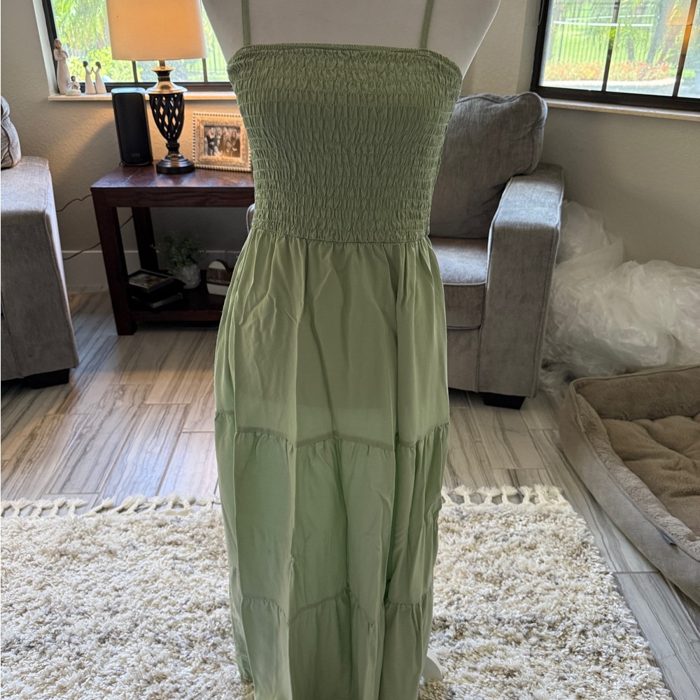 Mint Green Smocked Maxi Dress